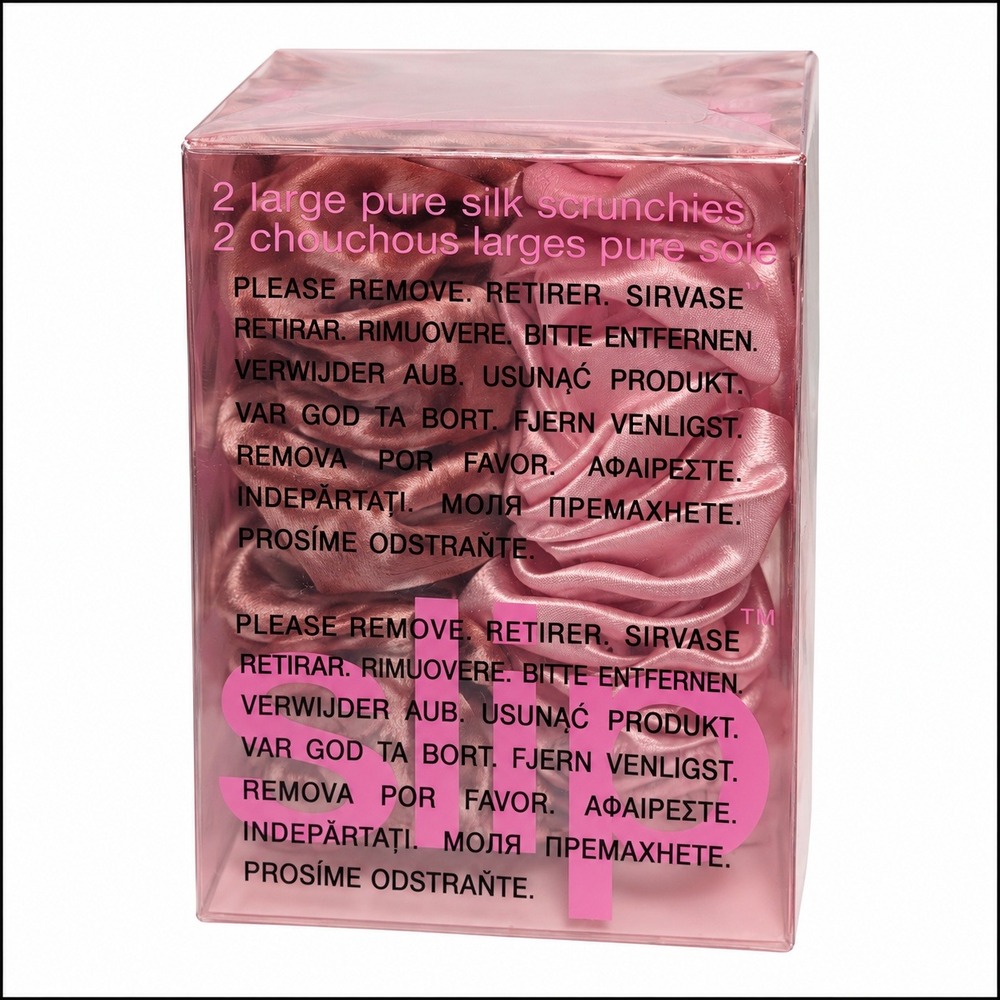 Slip Pure Silk Large Scrunchies 2 Pack Candy Sadie Pink Leopard Anti Crease